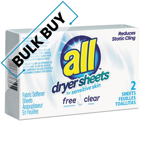 Free Clear Vend Pack Dryer Sheets, Fragrance Free, 2 S | Bulk Order Of 2 Cartons