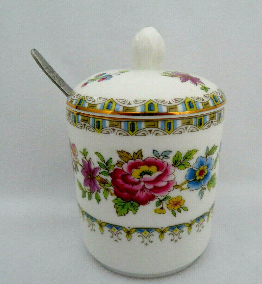 Royal Grafton England MALVERN Porcelain Jam Jelly Jar w/ Spoon