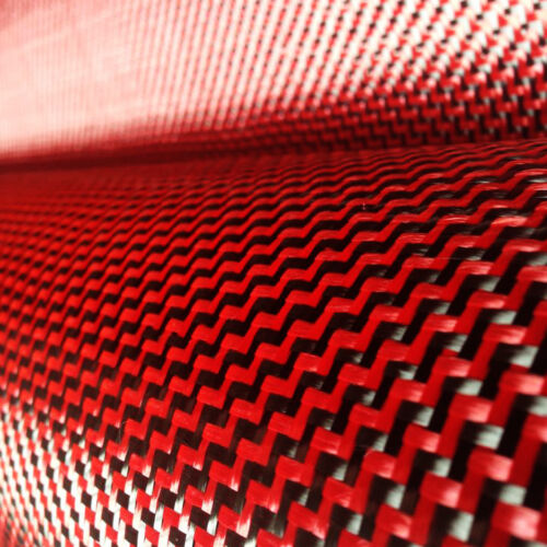 Carbon Fiber / Red made with Kevlar Cloth Fabric W Weave 40