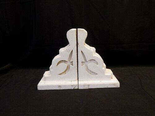 Pair Rustic White Wood Corbels, Architectural Corbels, Farmhouse Home Decor