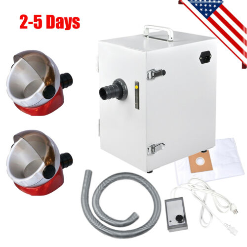 Us Dental Lab Digital Single-row Dust Collector Vacuum Cleaner + 2x Suction Base