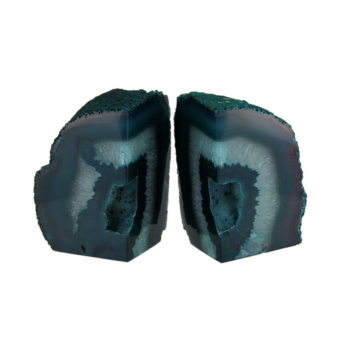 Zeckos Polished Green Brazilian Agate Geode Bookends 4-7 Pounds