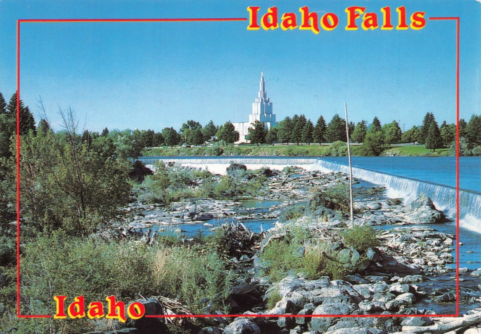 Idaho Falls Idaho Snake River LDS Mormon Temple Vintage Postcard F12