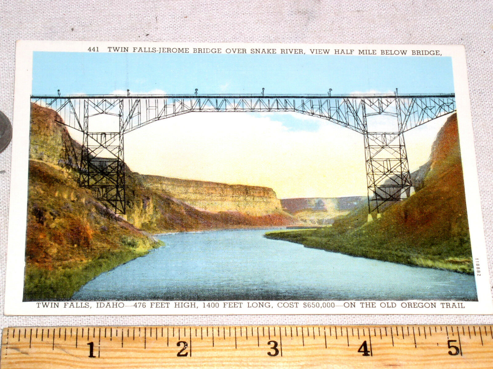 Crisp Twin Falls Jerome Bridge Snake River Idaho Wesley Linen Postcard Post Card