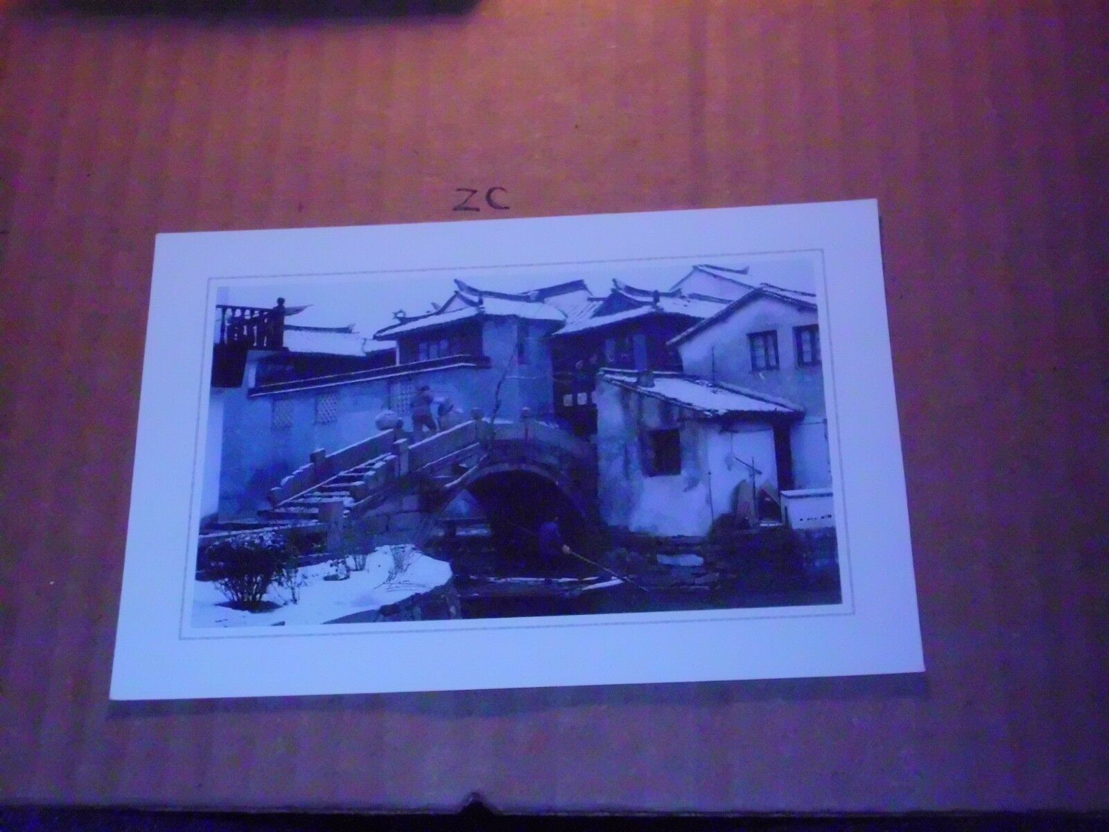 China Town city village house home woman working Canal Boat Winter snow store