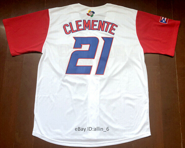 Retro #21 Roberto Clemente Puerto Rico Men's Baseball Jersey Stitched