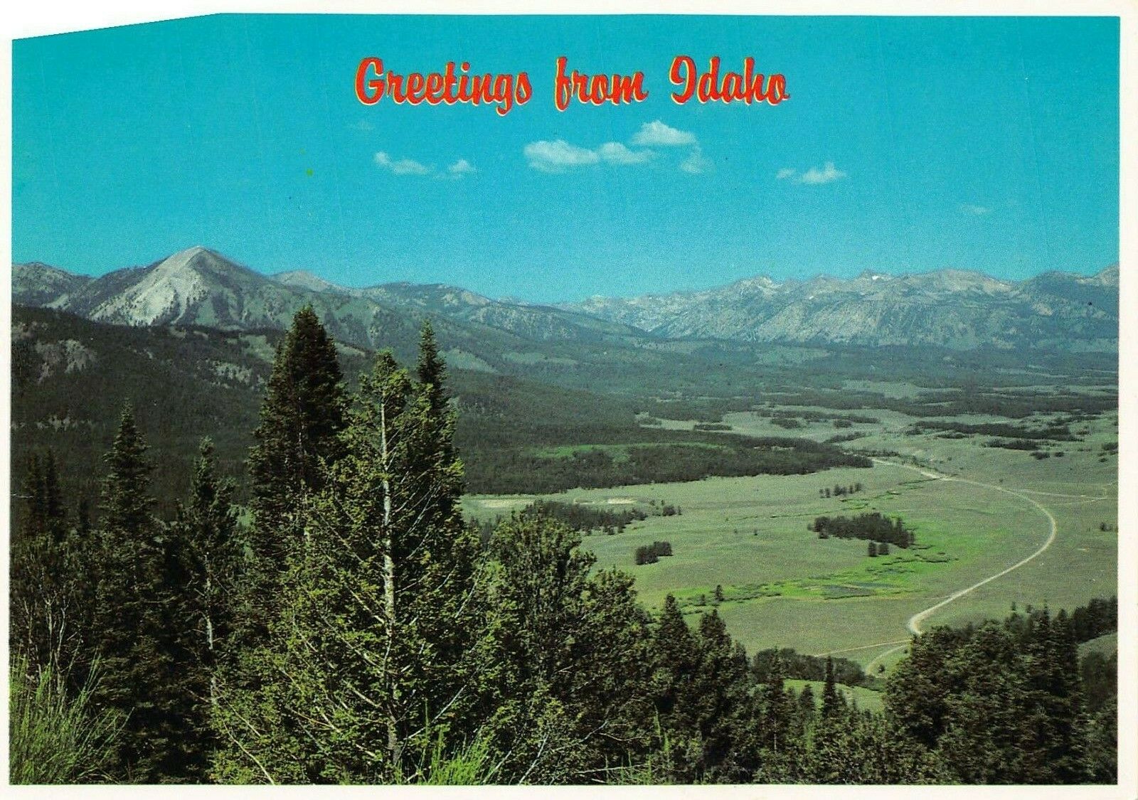 Greetings from Idaho Galena Summit Highway 75 Sawtooth Mnts Vintage Postcard A13