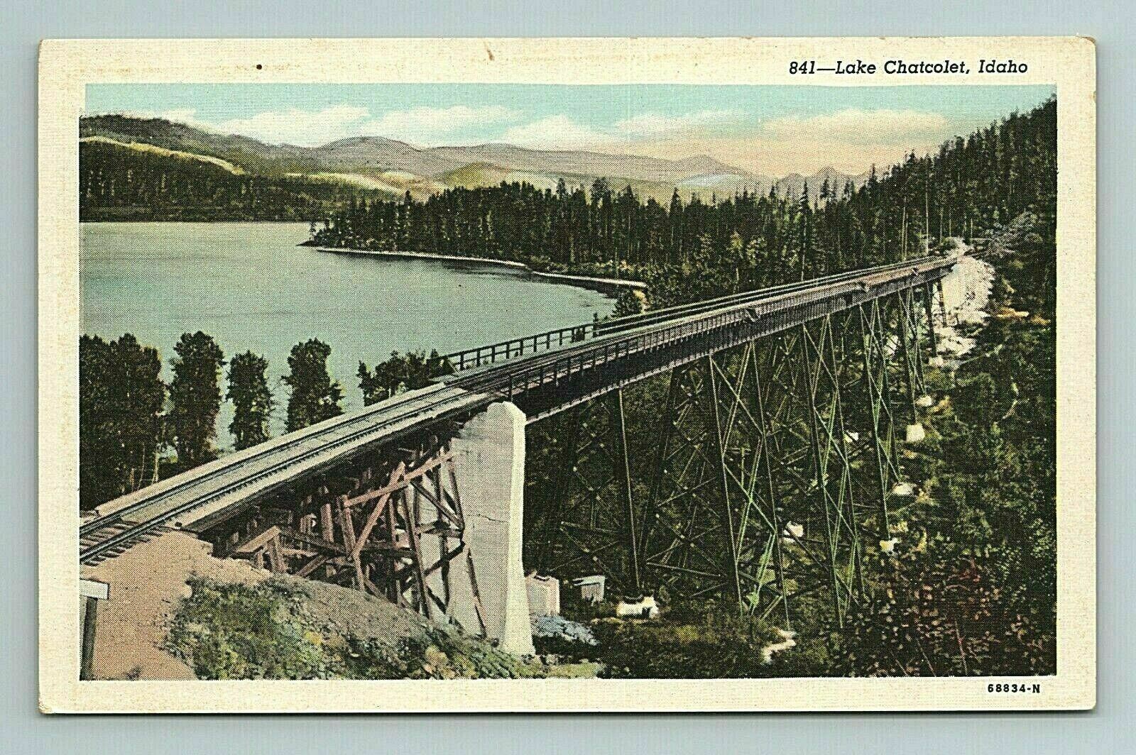 Railway Bridge Lake Chatcolet Rr Train Railroad Idaho Postcard