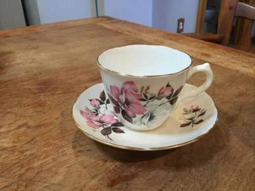 Royal Grafton Bone China Tea Cup & Saucer Pink Flowers Vintage England