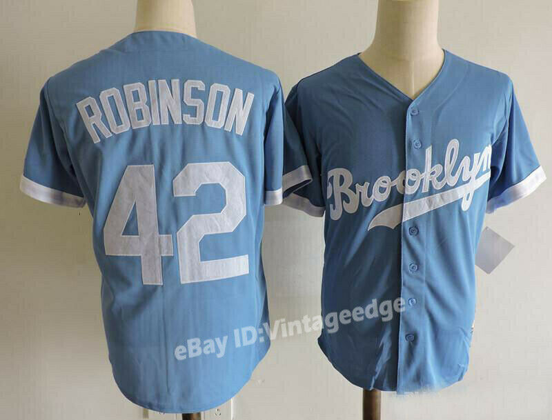 Throwback 1955 Brooklyn Baseball Jerseys  42 Jackie Robinson 32 Sandy Koufax
