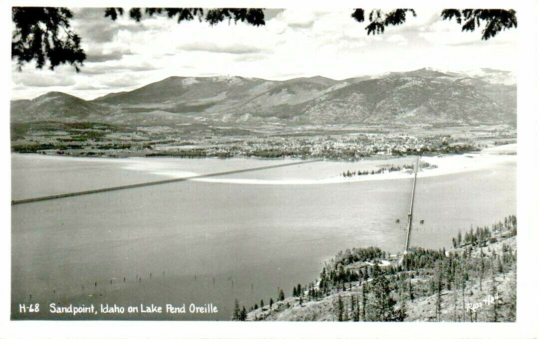 Sandpoint ID Town View Ross Hall Real Photo Postcard circa1950