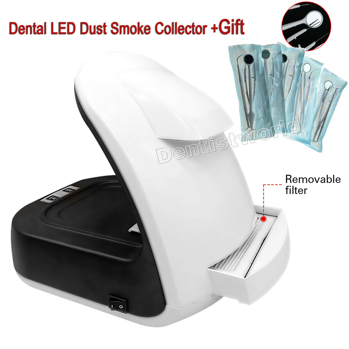 Dental Led Dust Smoke Collector Extract Grinding Sandblaster Vacuum Cleaner