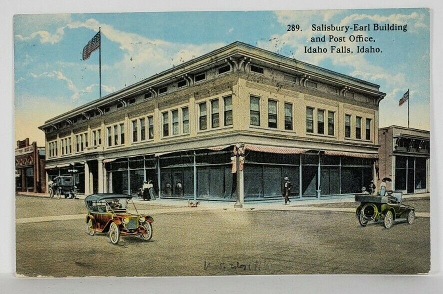 Idaho Falls Salisbury-earl Building & Post Office 1914 To Hollis Li Postcard S1
