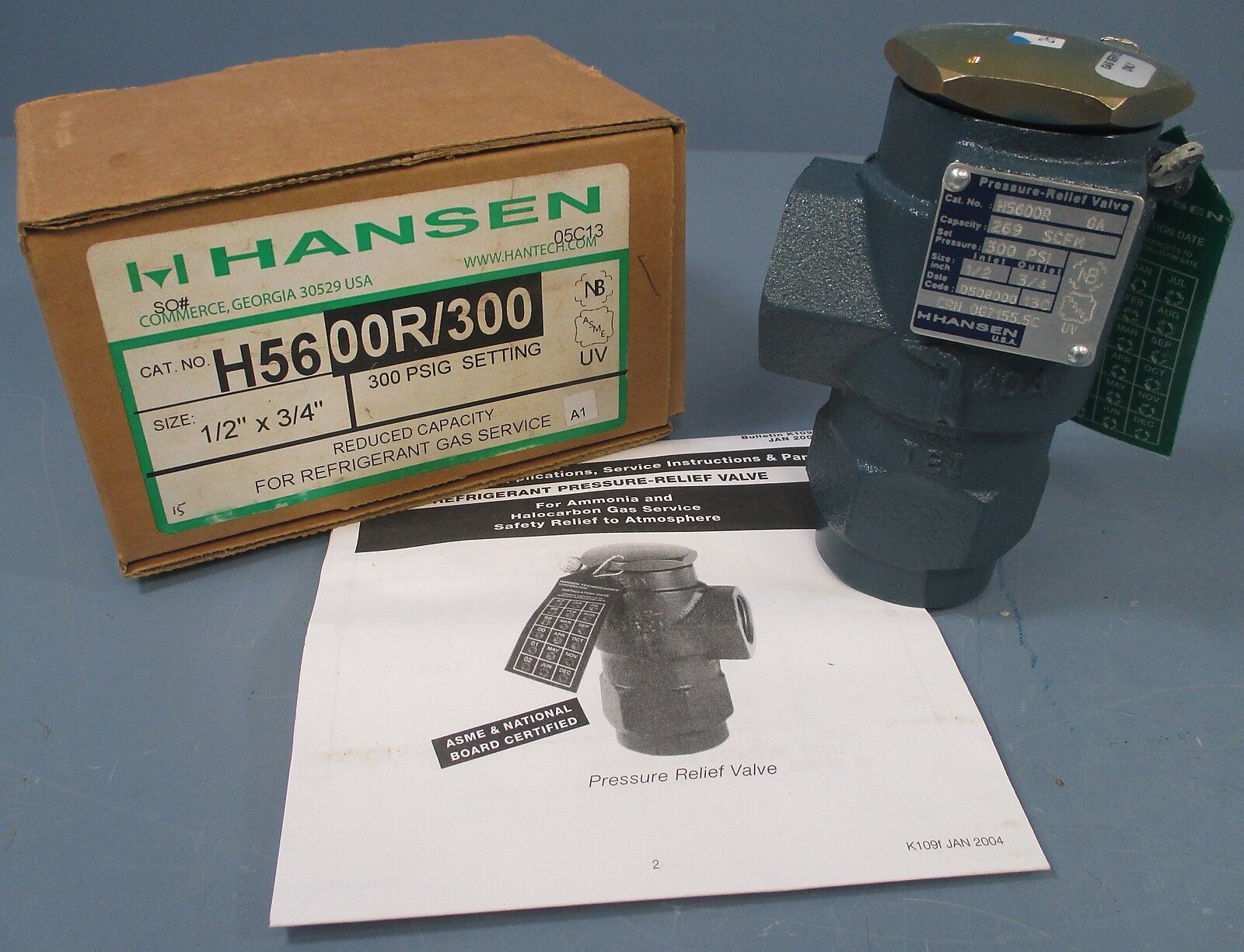 Hansen Pressure Relief Valve- for Refrigerant: H56 00R/300, 1/2